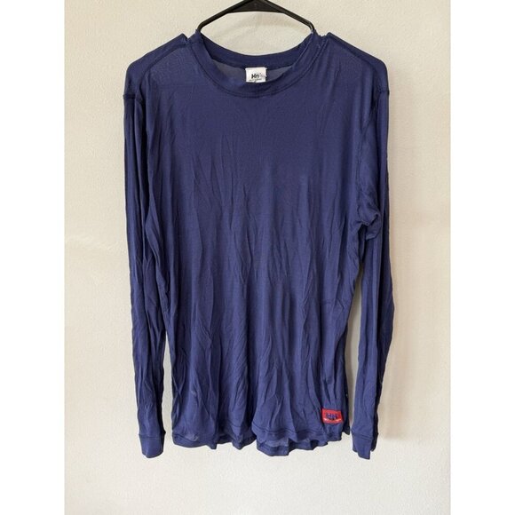 Helly Hansen Base Layer Shirt Medium Blue Long Sleeve Crew Neck Outdoors Hiking - Picture 1 of 6